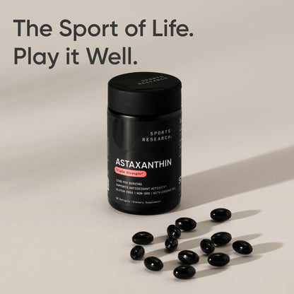 Sports Research® Triple Strength Astaxanthin Supplement from Algae w/Organic Coconut Oil - Natural Support for Skin & Eye Health - Non-GMO & Gluten Free - 12mg, 60 Softgels - 2 Month Supply - Available at All In One Marketplace Canada