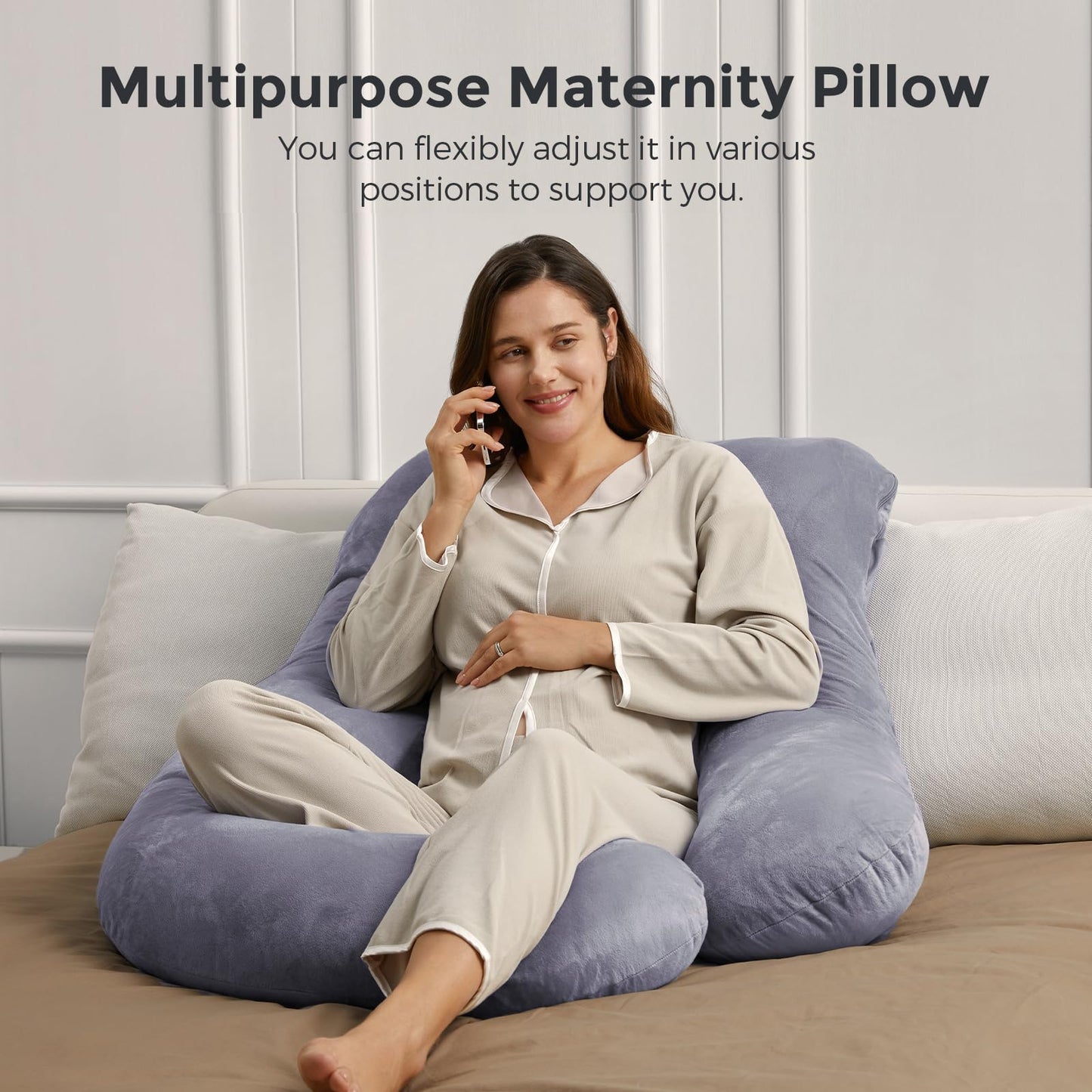 Momcozy Pregnancy Pillows for Sleeping, U Shaped Full Body Maternity Pillow with Removable Cover - Support for Back, Legs, Belly, HIPS for Pregnant Women, 57 Inch Pregnancy Pillow for Women, Grey - Available at All In One Marketplace Canada