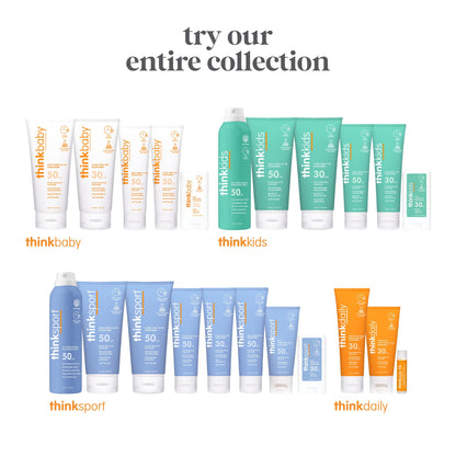 Thinksport Mineral Sunscreen, SPF 30 Clear Zinc Oxide Sunscreen, 3 Fl Oz, Water Resistant Reef Safe Sunscreen, Vegan Broad Spectrum body & face sunscreen sun lotion THINK