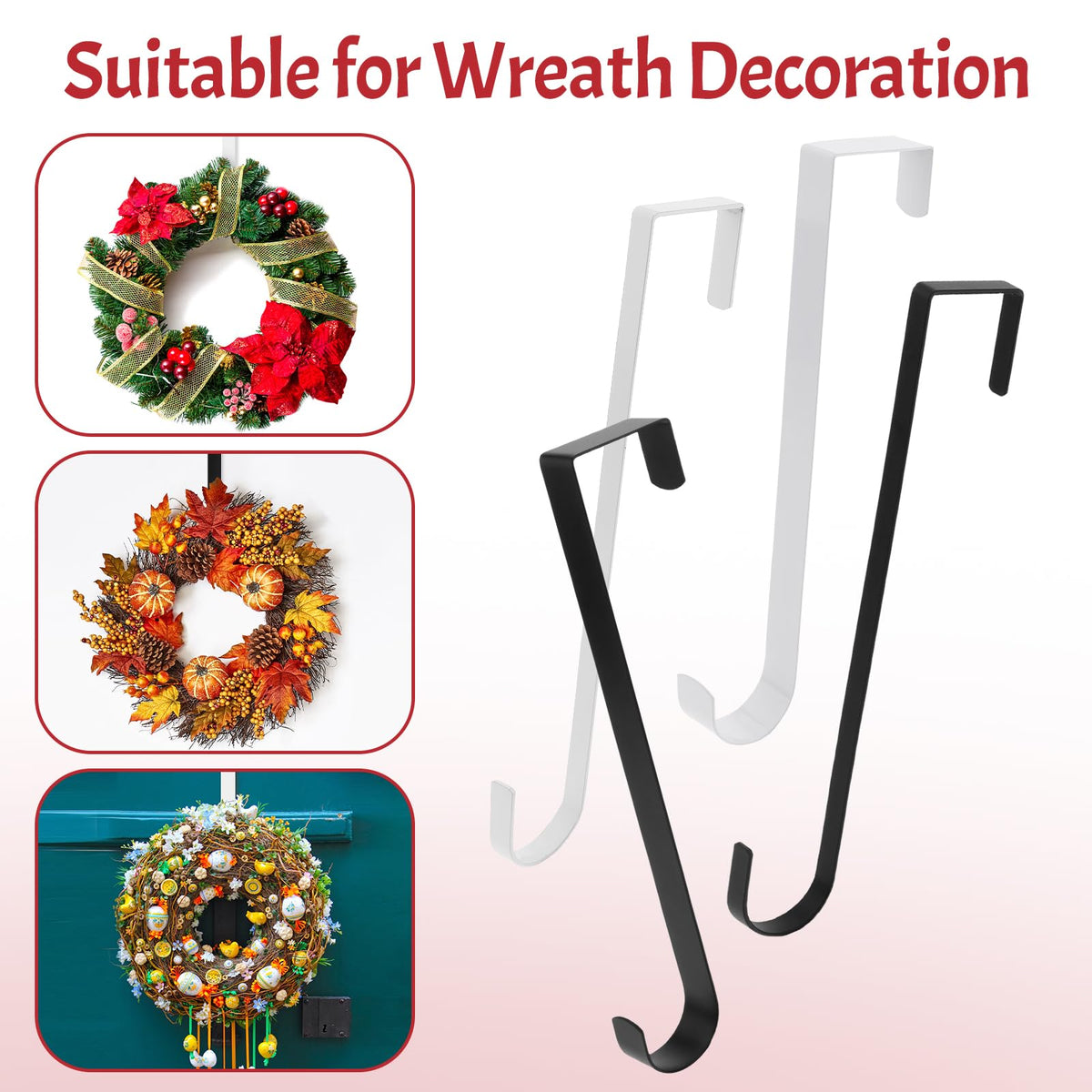 ZningEsxi 30 cm Slim Wreath Hanger for Front Door Black Door Wreath Hangers 🍁 All In One Marketplace Canada