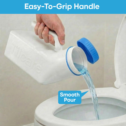 Urinals for Men Glow in the Dark Lid by Tilcare (1 Pack) - 32oz/1000mL Thick Plastic Mens Bedpan Bottle with Screw-on Lid - Spill Proof Urinary Chamber - Male Portable Travel Pee Bottles - Available at All In One Marketplace Canada