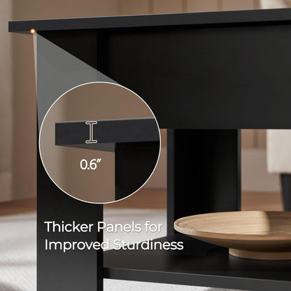 Yaheetech Coffee Table with Storage, Lift Top, 98cm L, Black Yaheetech