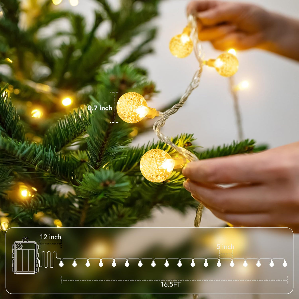 Metaku 16.4Ft 50LED Battery Operated Globe String Lights with Remote 🍁 All In One Marketplace Canada