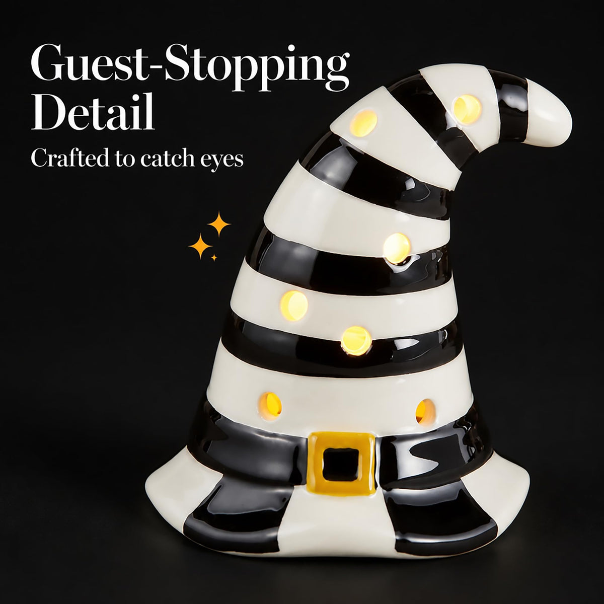 Mud Pie Halloween LED Light Up Sitter, Witch Hat