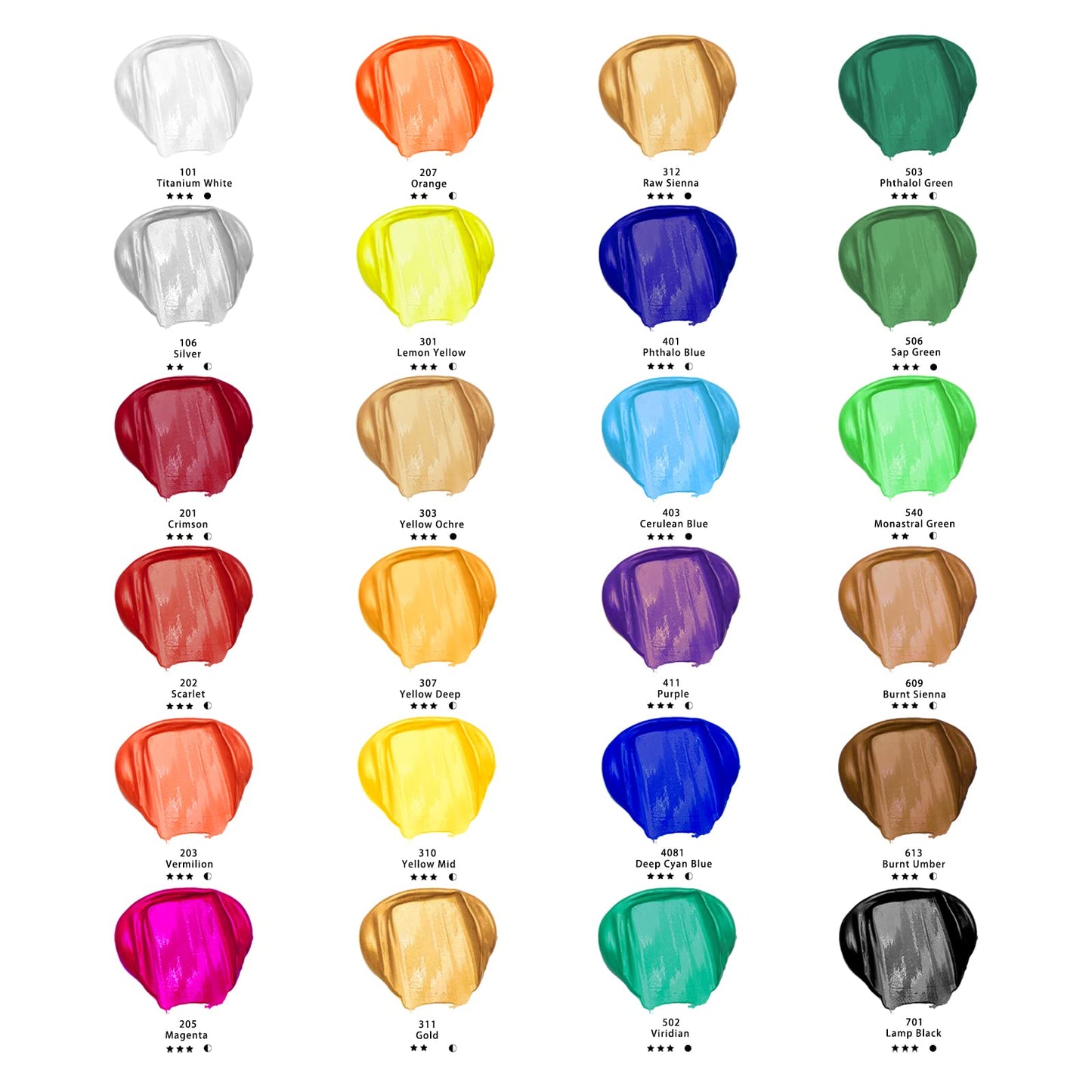 Artecho Acrylic Paint Set 24 Colors 2oz/59ml, Art Craft Paint for Art Supplies, Paint for Canvas, Rocks, Wood, Fabric and Ceramic, Non Toxic Paint for Artists, Beginners and Adults - Available at All In One Marketplace Canada