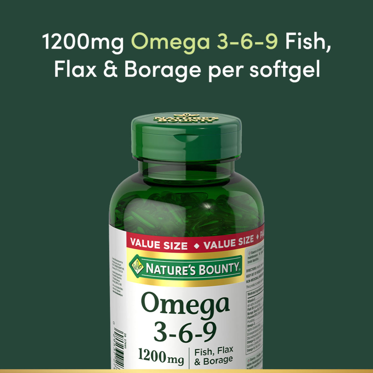 NATURE'S BOUNTY Omega 3-6-9, 1200 mg Fish, Flax & Borage, 200 Softgels