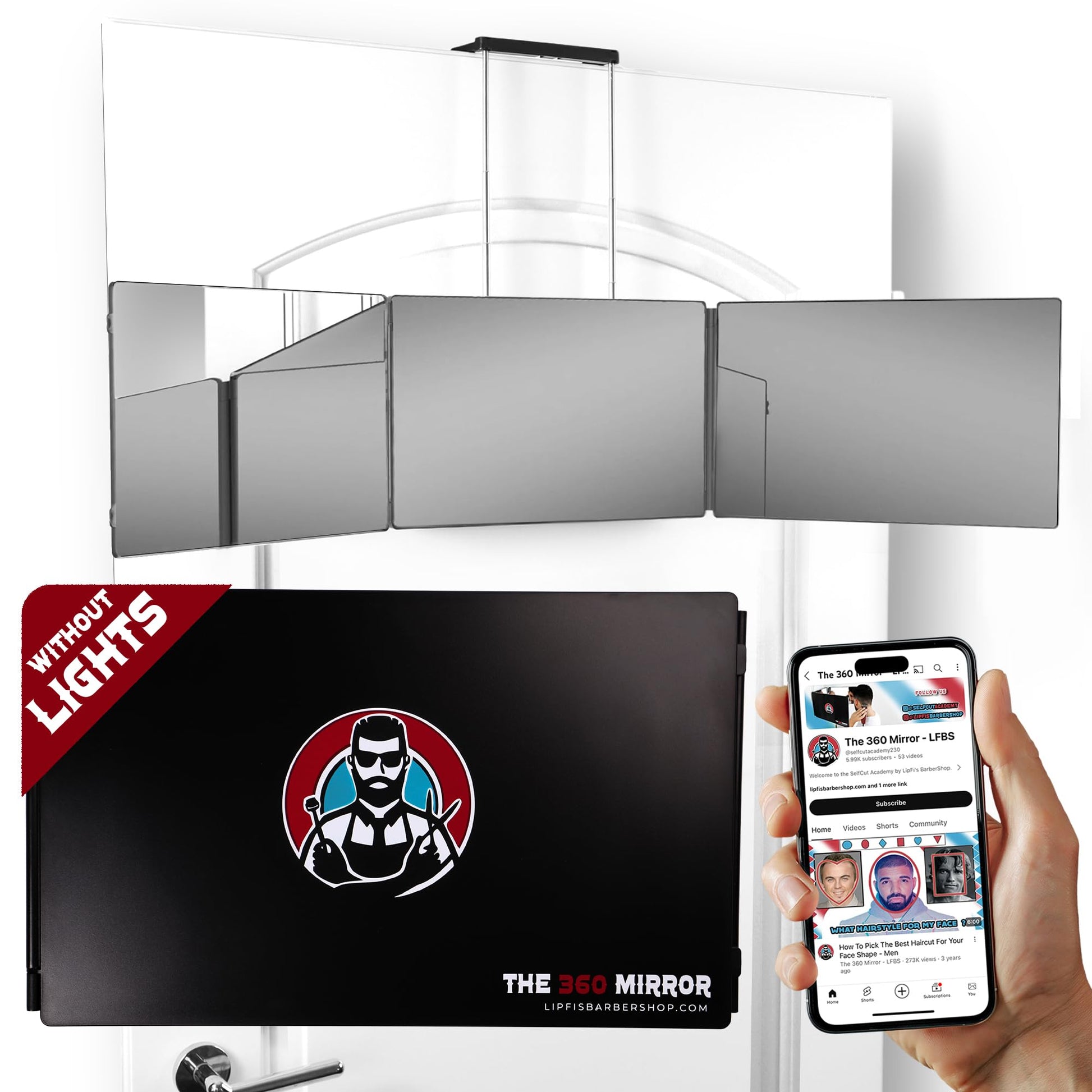 The 360 Mirror - 3 Way Adjustable Trifold Barber Mirror for Self Hair Cutting - Tri Fold Self Haircut System for Men and Women Braiding - Available at All In One Marketplace Canada