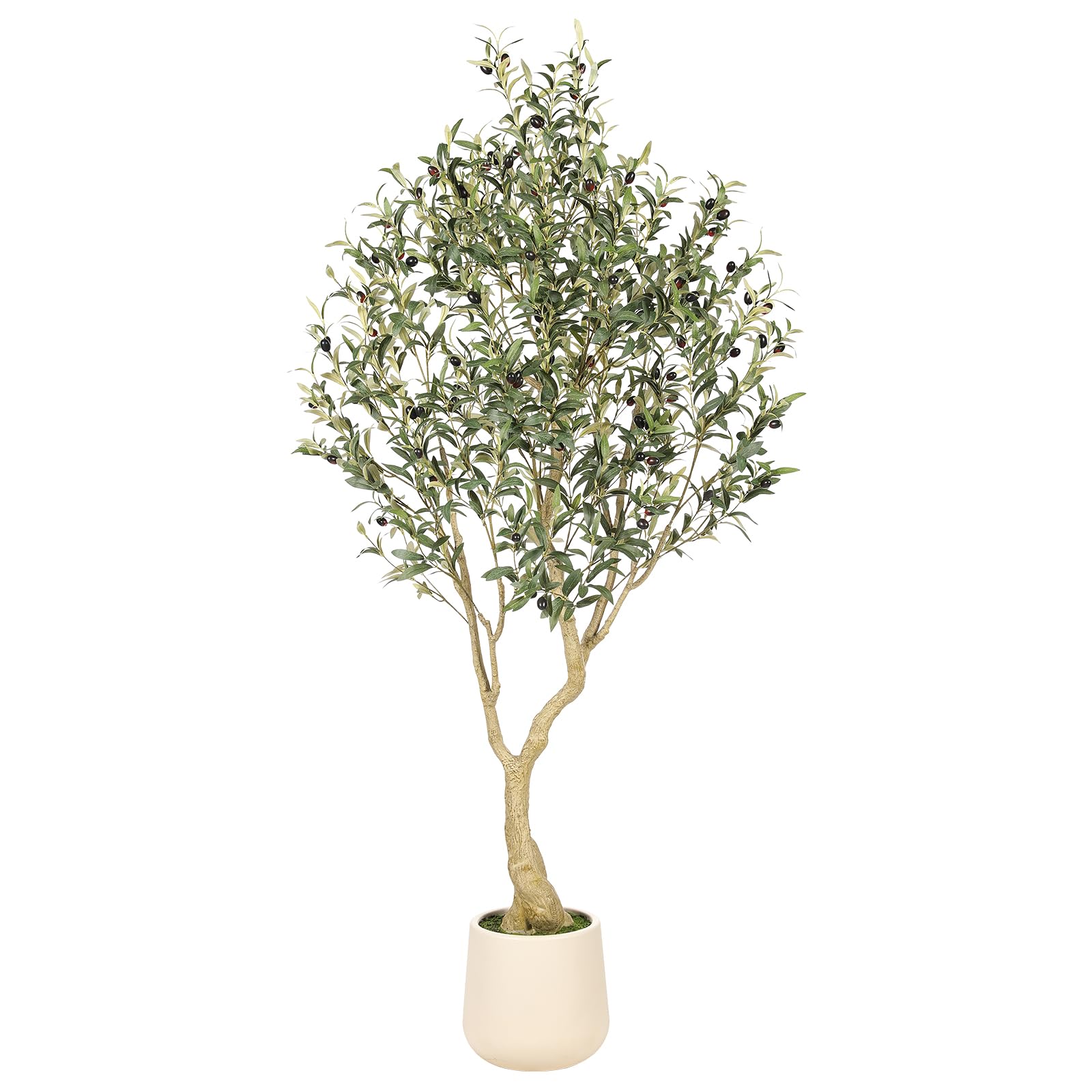 Realead 6ft Artificial Olive Tree with Tall Exquisite Planter - Realistic Faux Olive Tree with Thick Trunk and Lifelike Fruits - Large Fake Olive Tree for Home Office Decor - Available at All In One Marketplace Canada