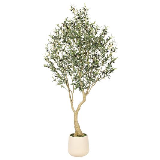 Realead 6ft Artificial Olive Tree with Tall Exquisite Planter - Realistic Faux Olive Tree with Thick Trunk and Lifelike Fruits - Large Fake Olive Tree for Home Office Decor - Available at All In One Marketplace Canada