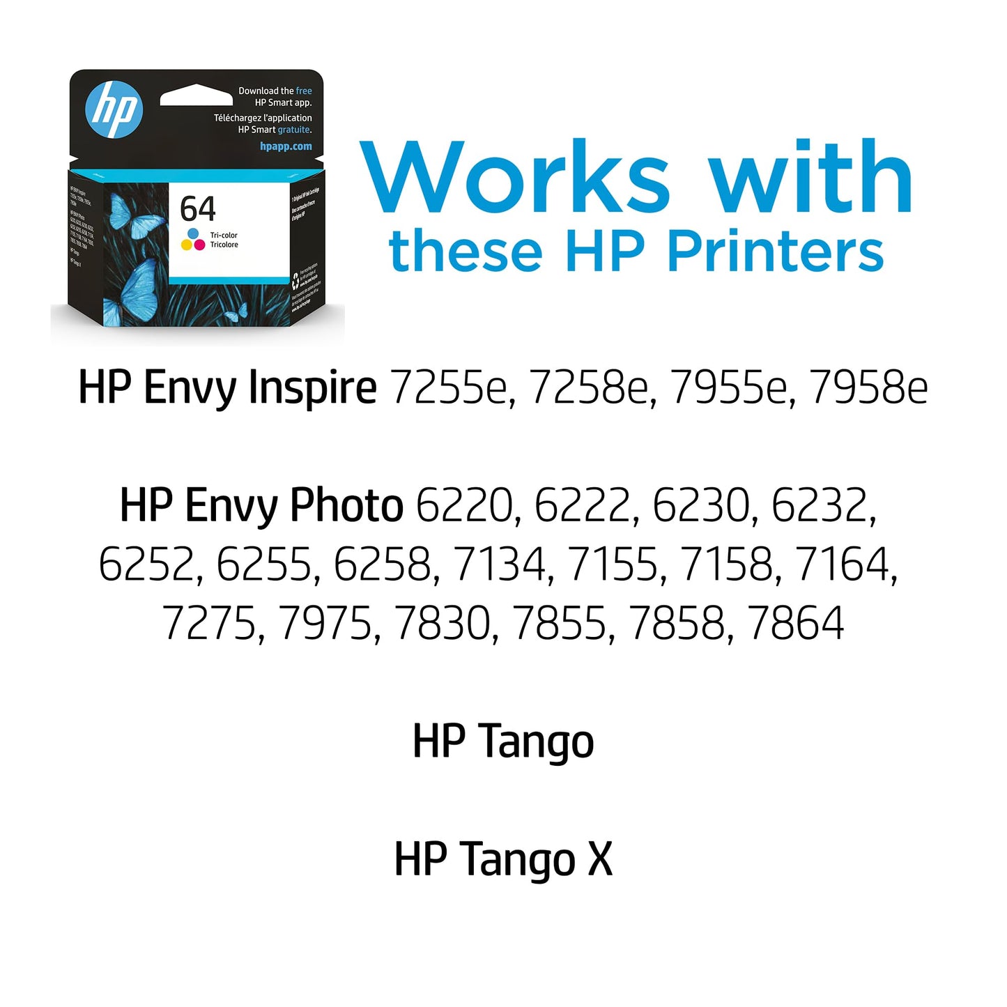 Original HP 64 Tri-Color Ink Cartridge | Works with HP Envy Photo 6200, 7100, 7800 Series | Eligible for Instant Ink | N9J89AN 🍁 All In One Marketplace Canada