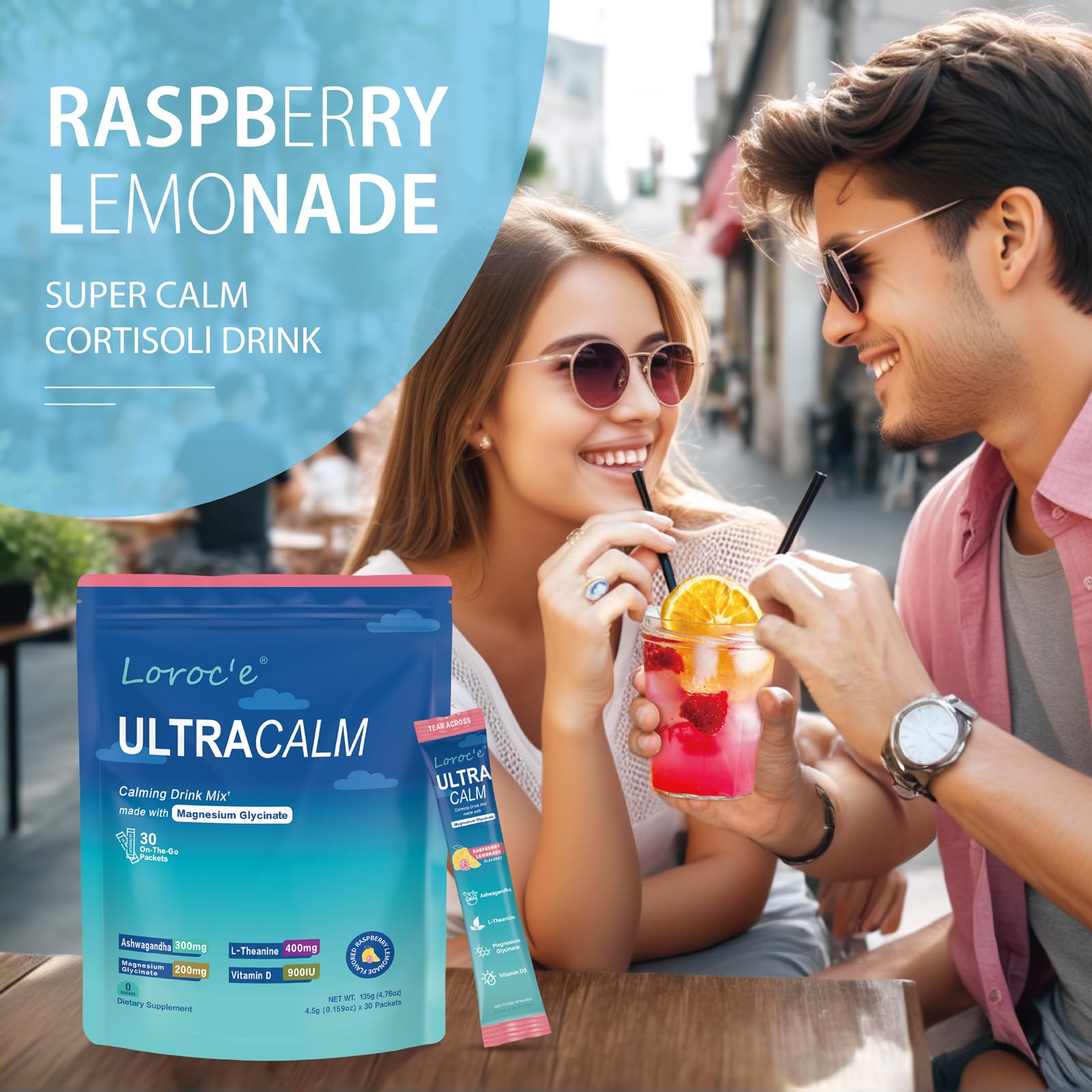 UltraCalm Super Drink Packets, Raspberry Lemon Flavor, Sugar-Free (30 Servings)