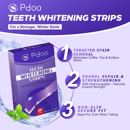 Purple Teeth Whitening Strip 20 Non-Slip Strips - Whitening for Teeth Sensitive, Professional Teeth Whitening Strips, Fast Remove Smoking, Coffee, Wine Stains, Teeth Whitening Kit Pack - Available at All In One Marketplace Canada