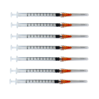 100 Pack 1mL (1cc) Disposable Sterilized Syringe, 25G X 1, Luer Lock Pyrogen Free, Latex Free