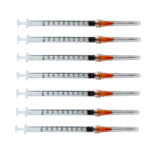 100 Pack 1mL (1cc) Disposable Sterilized Syringe, 25G X 1, Luer Lock Pyrogen Free, Latex Free