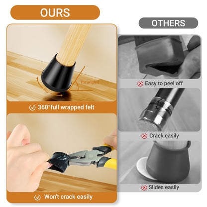 Meldel Silicone Chair Leg Floor Protectors Extra Small 24PCS - Furniture Felt Silicone Integrated Chair Foot Covers/Dark-Black/Rubber - Protect Floors from Scratches,Reduce Noise