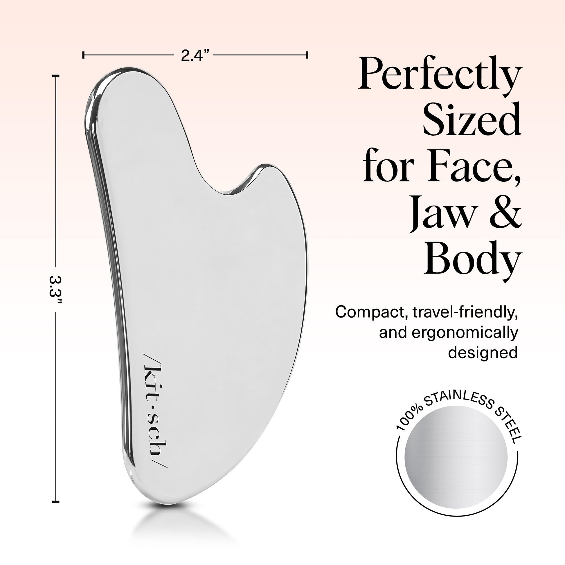 Kitsch Stainless Steel Gua Sha Facial Tools - Guasha Tool for Face, Face Sculpting Tool, Jawline Shaper, Double Chin Reducer, Body Gua Sha Tools, Lymphatic Drainage Massager, Facial Skin Care - Silver - Available at All In One Marketplace Canada