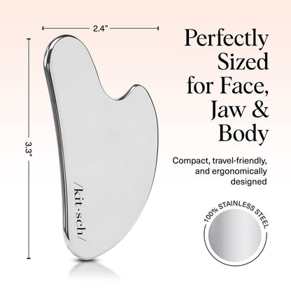 Kitsch Stainless Steel Gua Sha Facial Tools - Guasha Tool for Face, Face Sculpting Tool, Jawline Shaper, Double Chin Reducer, Body Gua Sha Tools, Lymphatic Drainage Massager, Facial Skin Care - Silver - Available at All In One Marketplace Canada
