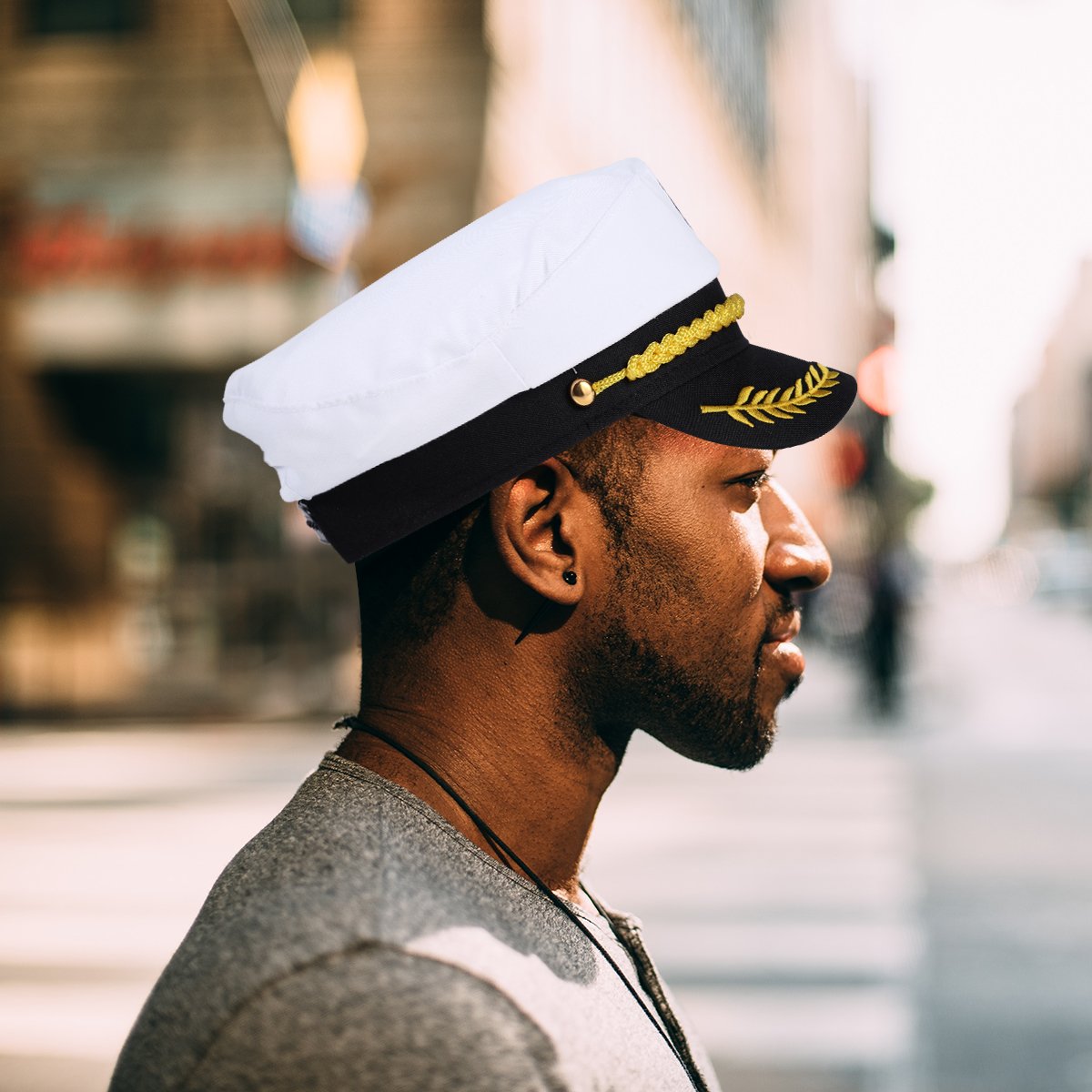Yacht Captain Hat White Sailor Hat for Women Men Yacht Boat Captain Cap Halloween Costume Party Masquerade Cosplay Accessory