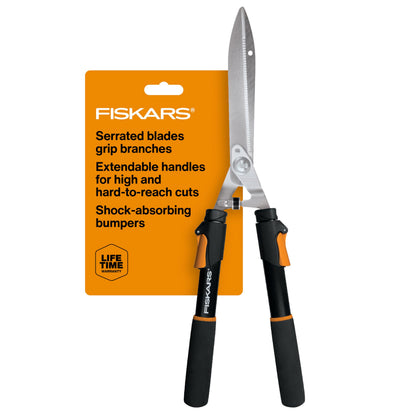 Fiskars 25-33" Power-Lever Extendable Garden Hedge Shears, 10” Blades