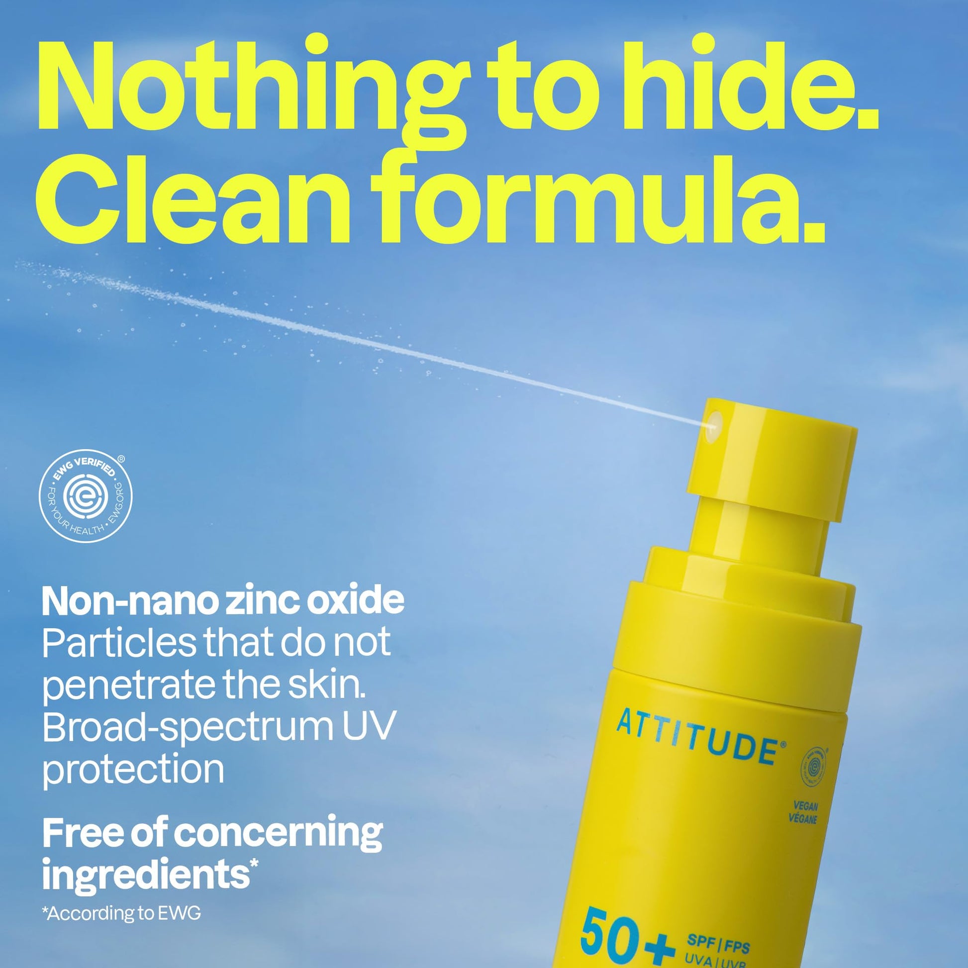 ATTITUDE Kids Mineral Sunscreen Lightweight Lotion SPF 50, Broad Spectrum Zinc Oxide, EWG Verified, Non-Nano, Water-Resistant 80 Minutes, Non-Greasy for Face & Body, Vegan, Unscented, 80 grams - Available at All In One Marketplace Canada