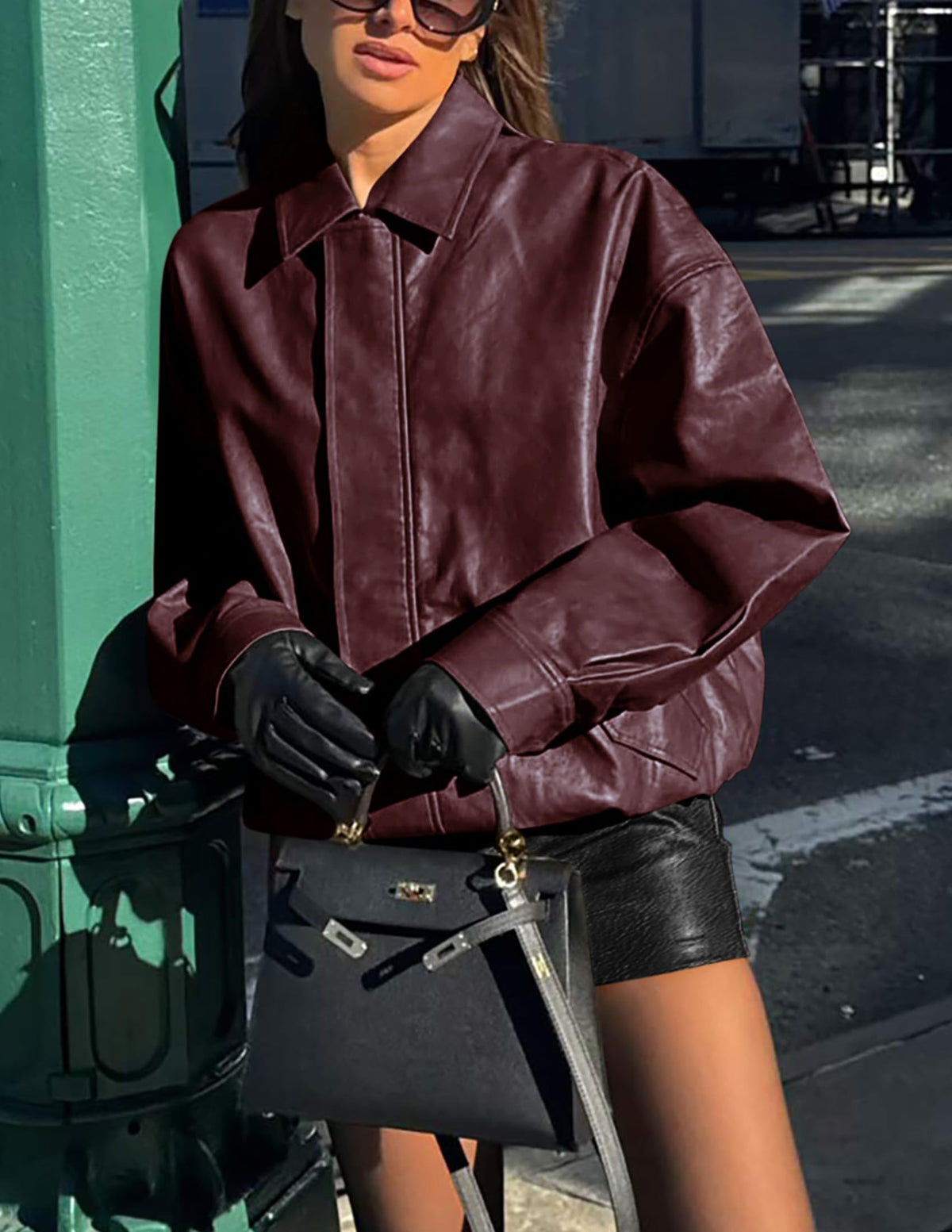 PRETTYGARDEN Women's Faux Leather Motorcycle Jackets Wine Red,M 🍁 All In One Marketplace Canada