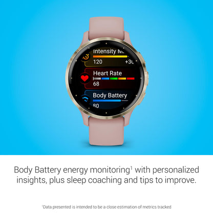 Garmin Venu 3S, GPS Smartwatch, AMOLED Display, Advanced Health and Fitness Features, Up to 10 Days of Battery, Dust Rose