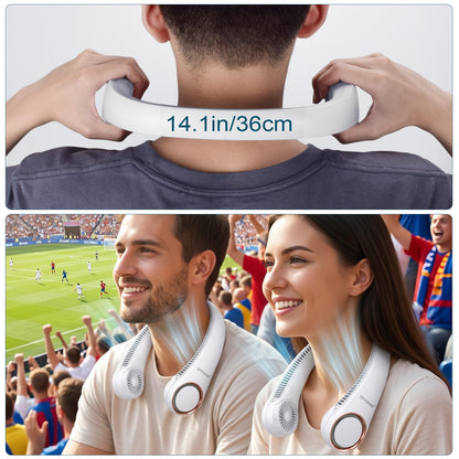 CIVPOWER Neck Fan: Portable Personal Neck Cooling Rechargeable Bladeless Fan - Hands Free 3 Speed 4000 mAh Battery USB Operated Wearable Headphone Design - for Men Women Outdoor Indoor (White) - Available at All In One Marketplace Canada