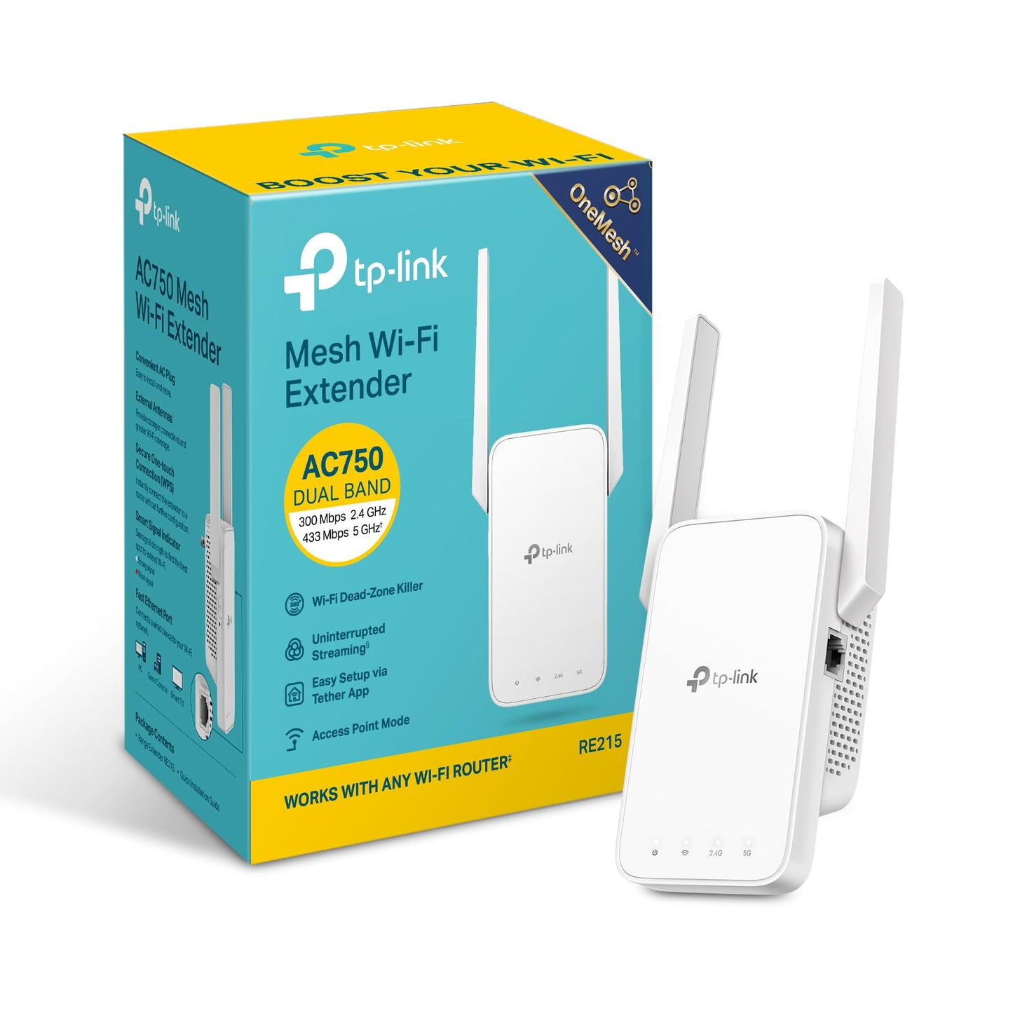 TP-Link AC750 WiFi Extender (RE215) - Covers Up to 1,500 Sq.ft and 20 Devices, Up to 750Mbps, Dual Band Wireless Repeater for Home, Internet Signal Booster with Ethernet Port 🍁 All In One Marketplace Canada