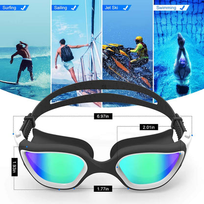 ZIONOR Swimming Goggles G1 Polarized Swim Goggles UV Protection Watertight Anti-Fog Adjustable Strap Comfort fit for Unisex Adult Men and Women-White Frame Gold Lens