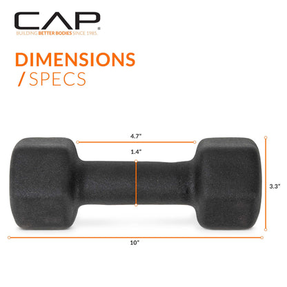 CAP Barbell Neoprene Dumbbell Weights, 12 lb Pair, Black