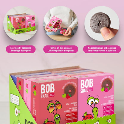 Bob Snail Fruit Roll Ups – Real Fruit Snacks, No Added Sugar, Vegan & Nut Free, 80 Pack Bulk Box (800g)