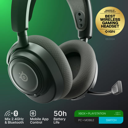 SteelSeries Arctis Nova 7X Wireless Gen 2 Gaming Headset - Real-Time App Control, 50+ HR Play, Neodymium Drivers, Mix 2.4GHz/Bluetooth, Xbox, PC, PS5/PS4, Switch 1/2, Mobile - Black
