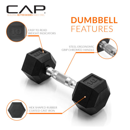 CAP Barbell 10 lb Rubber Coated Hex Dumbbell 🍁 All In One Marketplace Canada