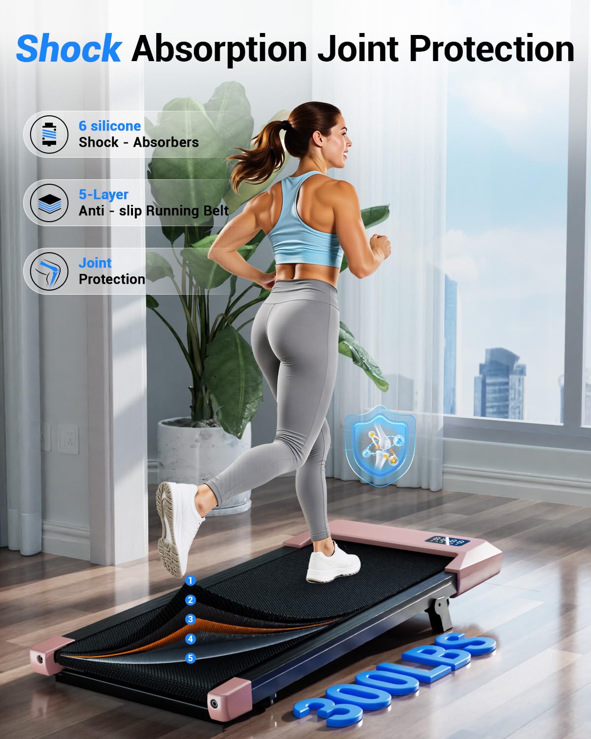 Superun Walking Pad,6% Manual Incline Walking Pad Treadmill,Under Desk Treadmill for Home Office, with App & Remote,2.5HP Quiet,LED Display,300 lbs Capacity Superun