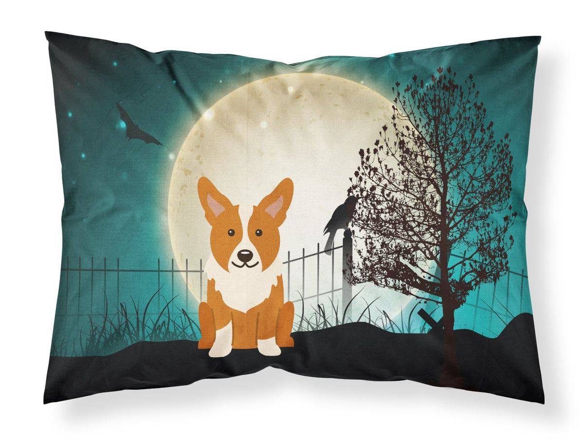 Caroline's Treasures BB2290PILLOWCASE Halloween Scary Corgi Fabric Standard Pillowcase Lightweight Super Soft Easy Care Decorative Artwork Pillowcase, Standard