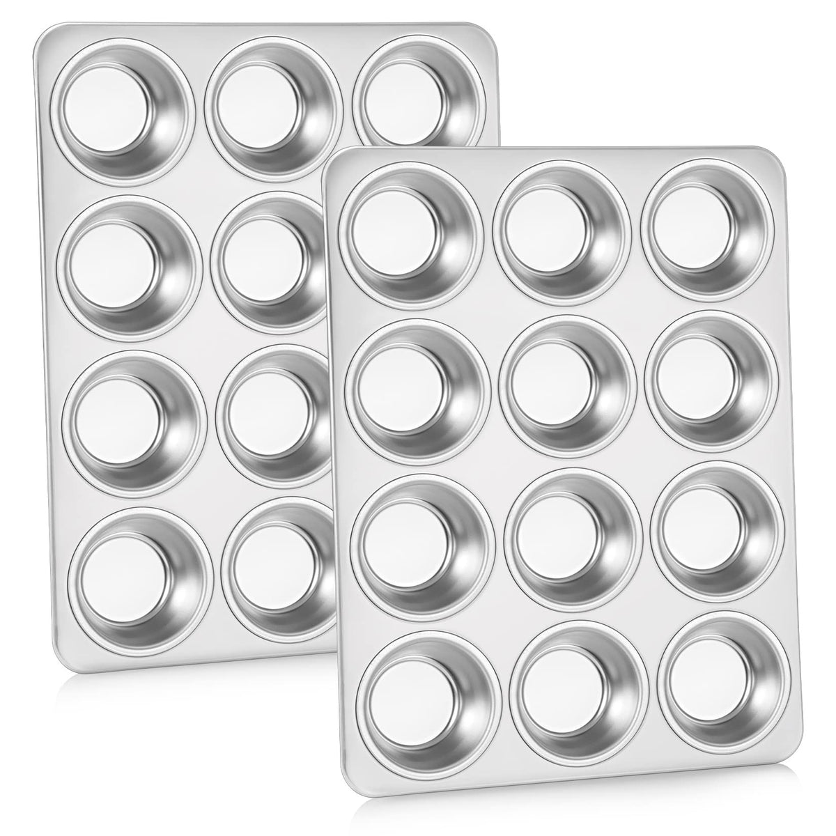 P&P CHEF 12-Cup Muffin Pan Tin, Stainless Steel Cupcake Pan, 2Pcs 🍁 All In One Marketplace Canada