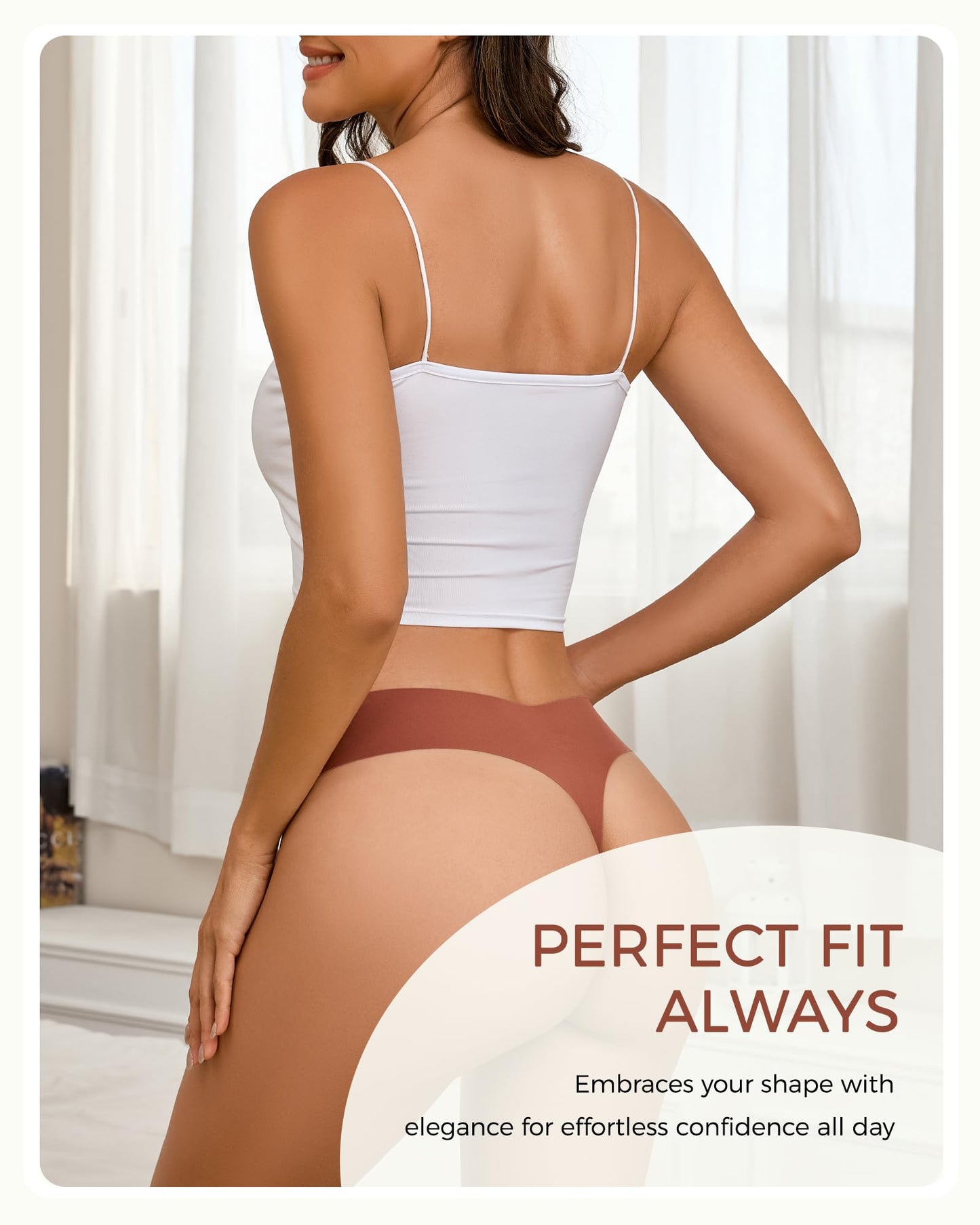 Underwear Womens Seamless Underwear Thongs for Women Sexy No Show V-Waisted Ladies Tangas Panties 6 Pack
