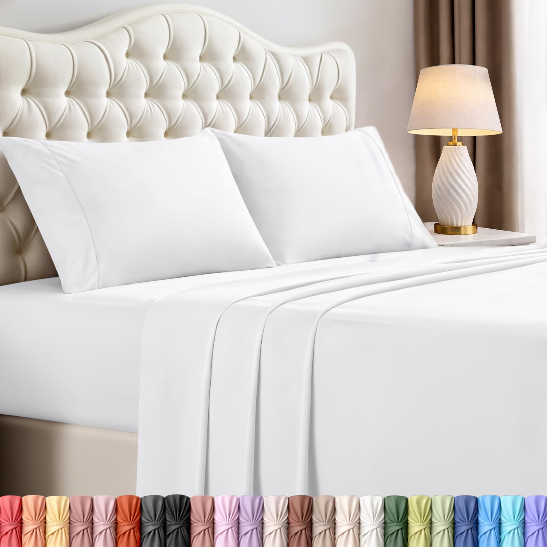 Utopia Bedding King Bed Sheets - 4 Piece King Size Cooling Sheet Set - Hotel Luxury Soft Breathable Microfiber, Oeko-TEX, Deep Pocket Easy Fit & Care, Fade & Wrinkle Resistant, White
