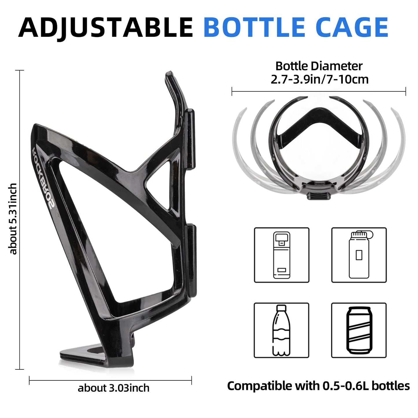 ROCKBROS Bike Water Bottle Holder Ultra-Light Bicycle Bottle Cages with Screws Tool, Universal Bike Cup Holder for Road MTB Mountain Bikes Cycling Accessories（2 Pack）