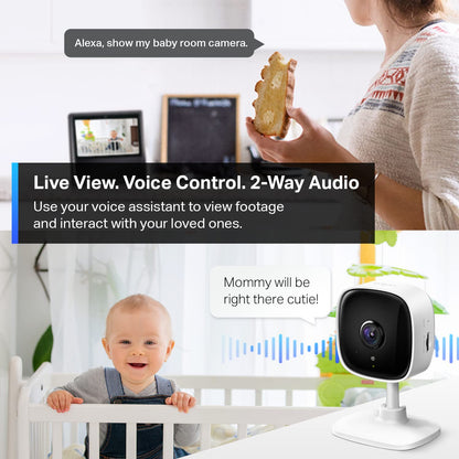 TP-Link Tapo 2K Indoor Home Security WiFi Camera, Up to 30ft Night Vision, Privacy Mode, Sound & Light Alarm, Up to 512 GB microSD Card Slot, Two-Way Audio, Works w/Alexa and Google (Tapo C110)