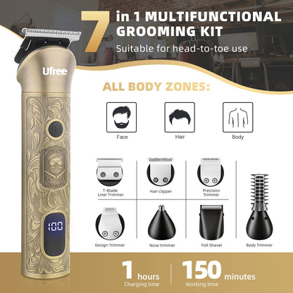 Ufree Beard Trimmer for Men, Electric Razor Shaver, Cordless Hair Clipper Shaving Kit for Mustache Body Nose Ear Hair Facial, Adjustable Beard Grooming Kit Birthday Gifts for Men - Available at All In One Marketplace Canada