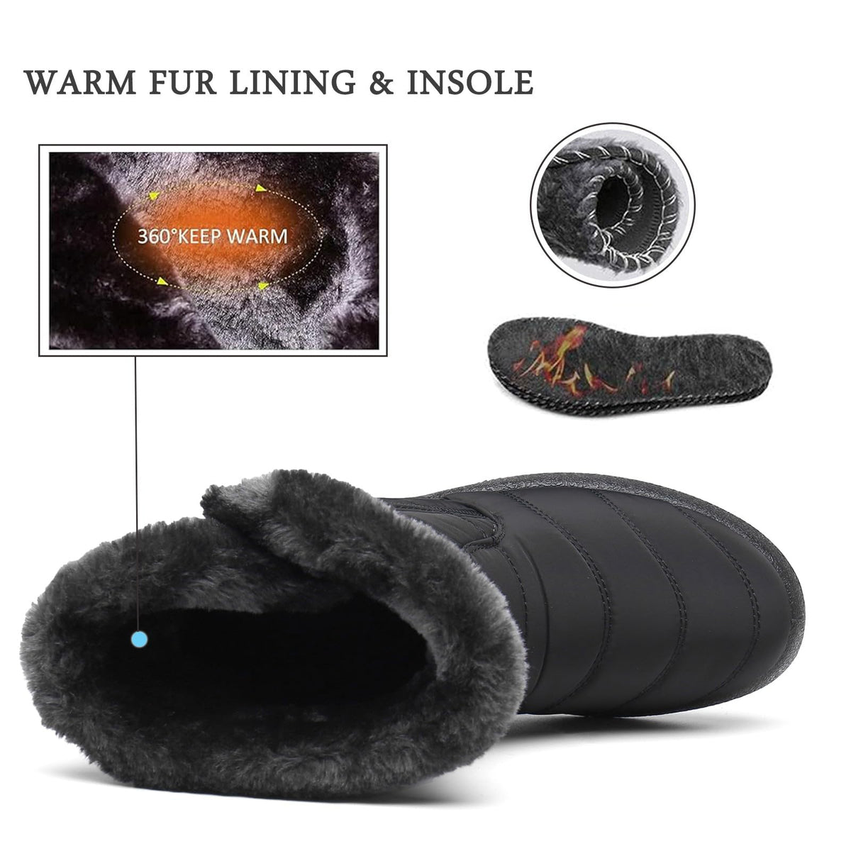 Snow Boots for Women Winter Boots Waterproof, Black A, 8US=40EU 🍁 All In One Marketplace Canada