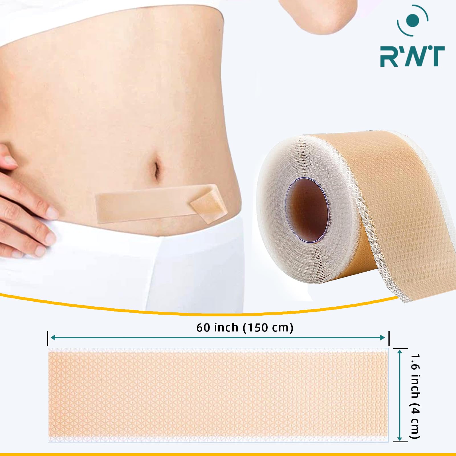 Silicone Scar Sheets, Silicone Scar Tape for Surgical Scars - 60" x 1.6" Roll - 1.5M, Medical Grade Reusable Scar Removal for Keloid, C-Section, and Tummy Tuck - Available at All In One Marketplace Canada
