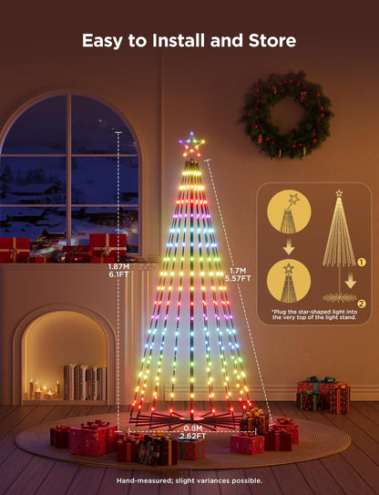 Govee Christmas Cone Tree Lights, 6ft 316 LEDs RGBIC Christmas Tree Lights with Smart App Control, IP67 Waterproof Outdoor String Lights for Xmas & Halloween Decor, 82+ Scene Modes, Music Sync 🍁 All In One Marketplace Canada