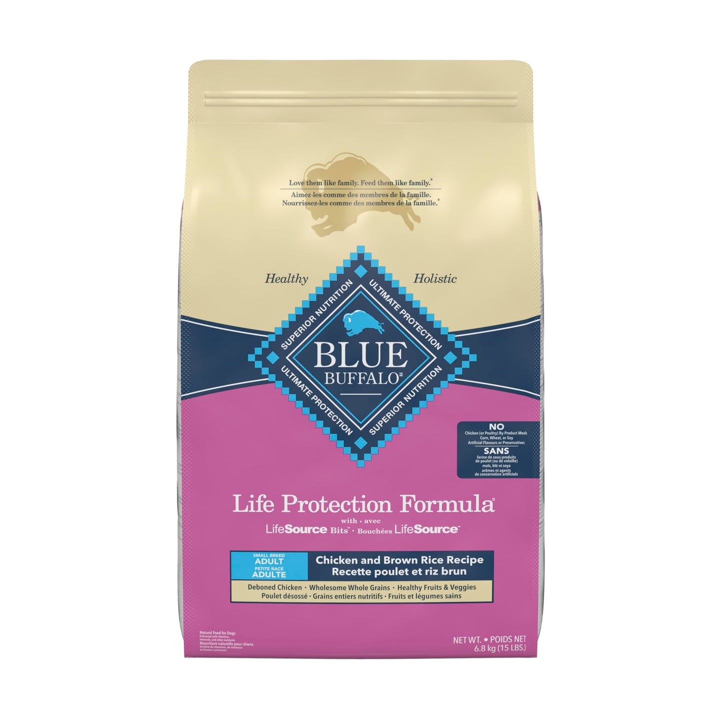 Blue Buffalo Life Protection Formula Chicken & Brown Rice Small Breed Adult Dry Dog Food, Supports Immunity with Antioxidant-Rich LifeSource Bits, Promotes Healthy Muscles, 6.8kg/15 lbs