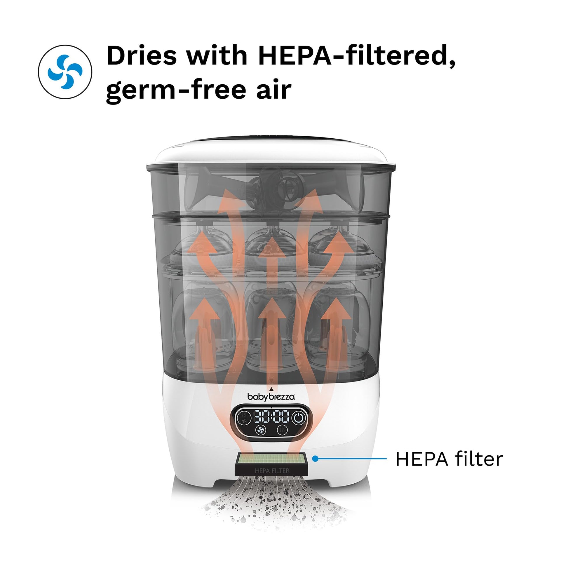 Baby Brezza Bottle Sterilizer and Dryer Advanced – 33% Faster - Largest Capacity Steam Sanitizer - Universal Sterilization Machine for All Bottles + Baby Product Parts - HEPA Air Filter Baby Brezza