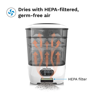 Baby Brezza Bottle Sterilizer and Dryer Advanced – 33% Faster - Largest Capacity Steam Sanitizer - Universal Sterilization Machine for All Bottles + Baby Product Parts - HEPA Air Filter Baby Brezza