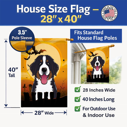 Drapeau de maison en toile Caroline's Treasures BB1795CHF Bouvier bernois d'Halloween, multicolore, grand modèle