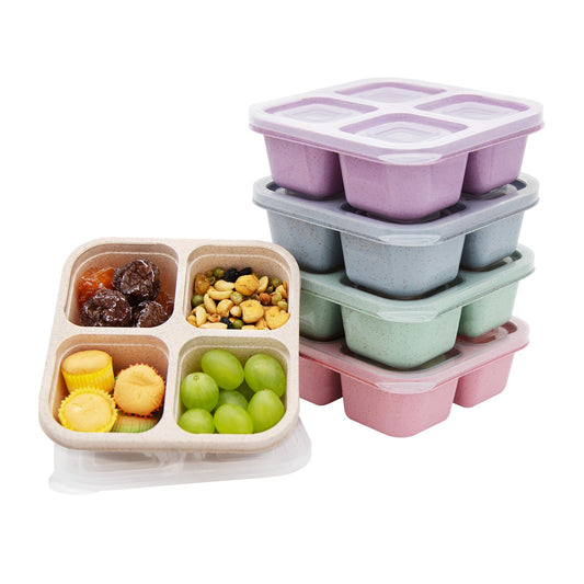Luriseminger 5 Pack Bento Lunch Box,4 Compartment Snack Containers,Divided Snack Box,Meal Prep Lunch Containers FOR Kids/Toddle/Adults,Food Storage Containers for School, Work and Travel - Available at All In One Marketplace Canada