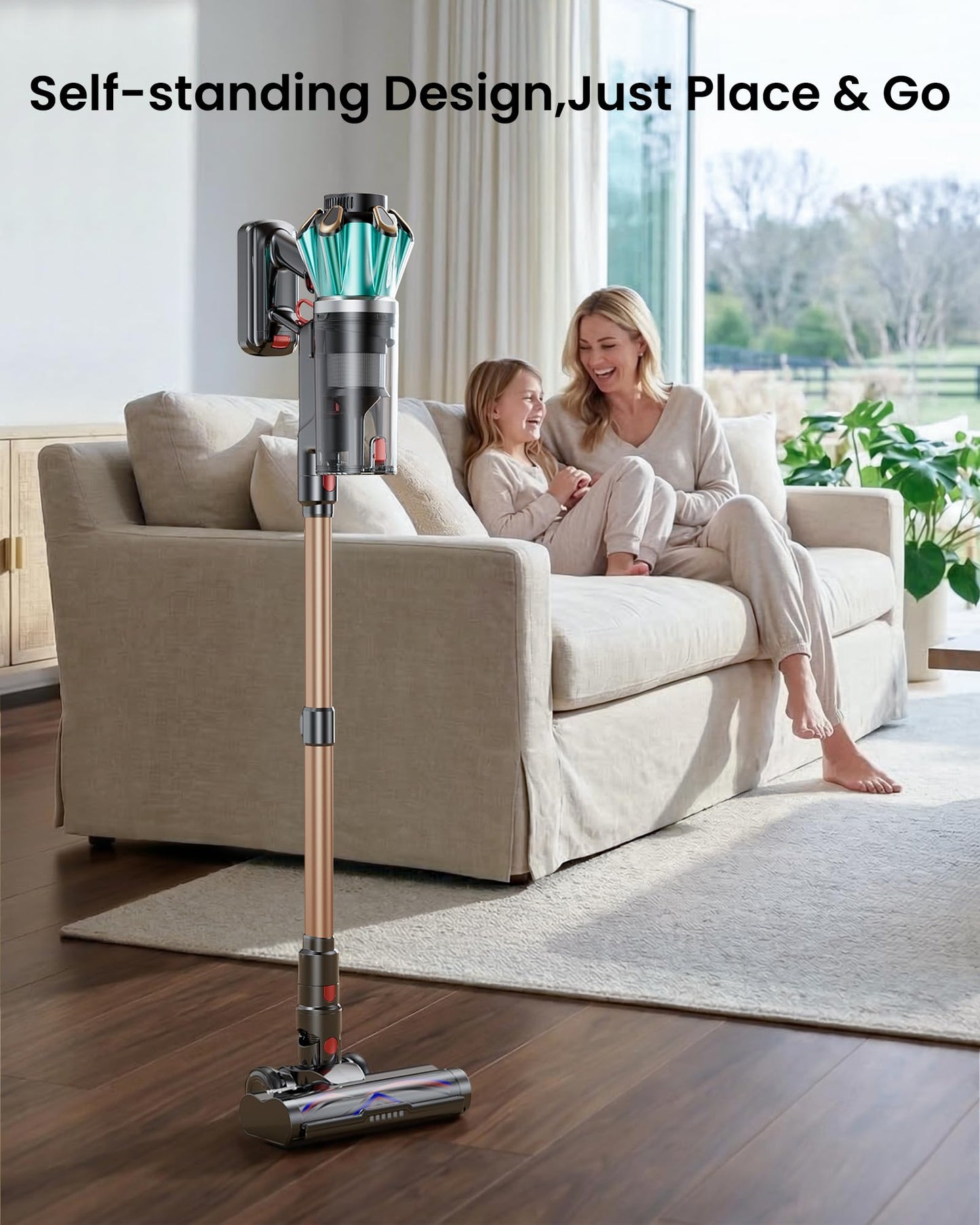 Cordless Vacuum Cleaner, 650W 55KPA 70 Mins Vacuum Cleaners with Hurricane Mode, Anti-Tangle Brush, 1.8L Dust Cup, Self-Standing Stick Vacuum Cordless for Hard Floors, Carpet & Pet Hair - Available at All In One Marketplace Canada